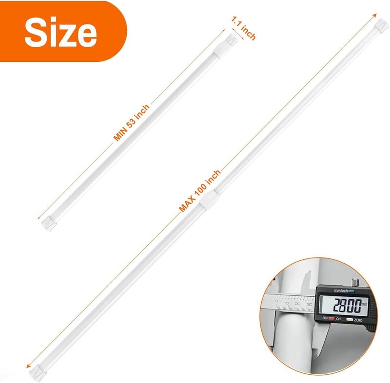 kimwason Tension Rods Room Divider, Premium Adjustable Curtain Tension Rod, 53-100 Inch Large Curtain Rod, No Drilling Tension Pole for Kitchen, Bathroom, Cupboard, Wardrobe, Window, Bookshelf DIY Project 1PCS - Image 2